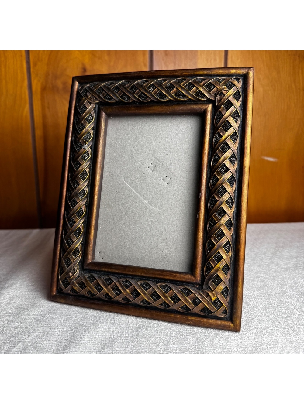 Vintage Bronze Black Braided Picture Frame Holds 4x6 Photo Tabletop Decor - Picture 2 of 6